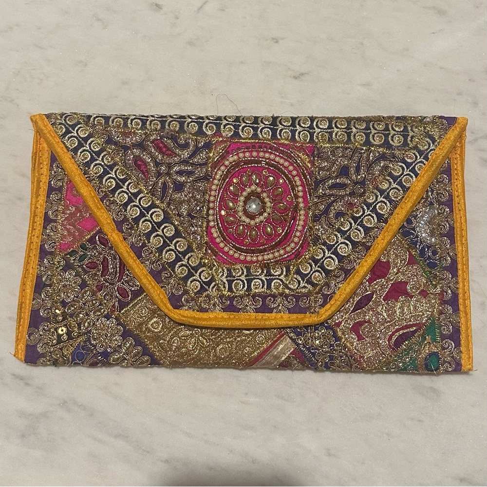 Embroidered Multicolor Clutch